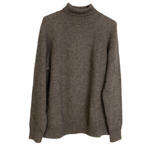 Muji Wool Yak Sweater Womens Size Medium Brown Pullover Turtleneck Ribbed Knit